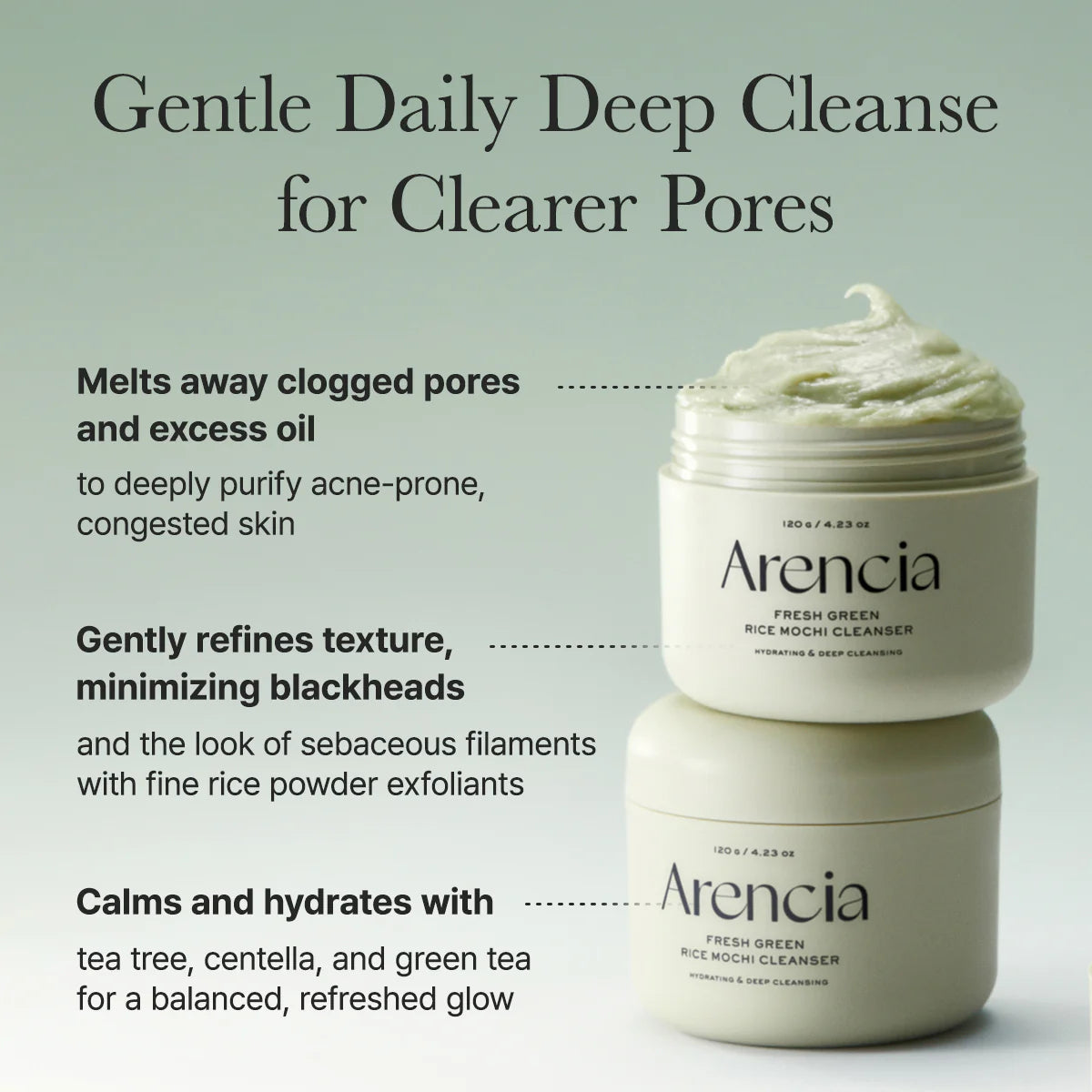 Arencia Fresh Green Rice Mochi Cleanser, 120g