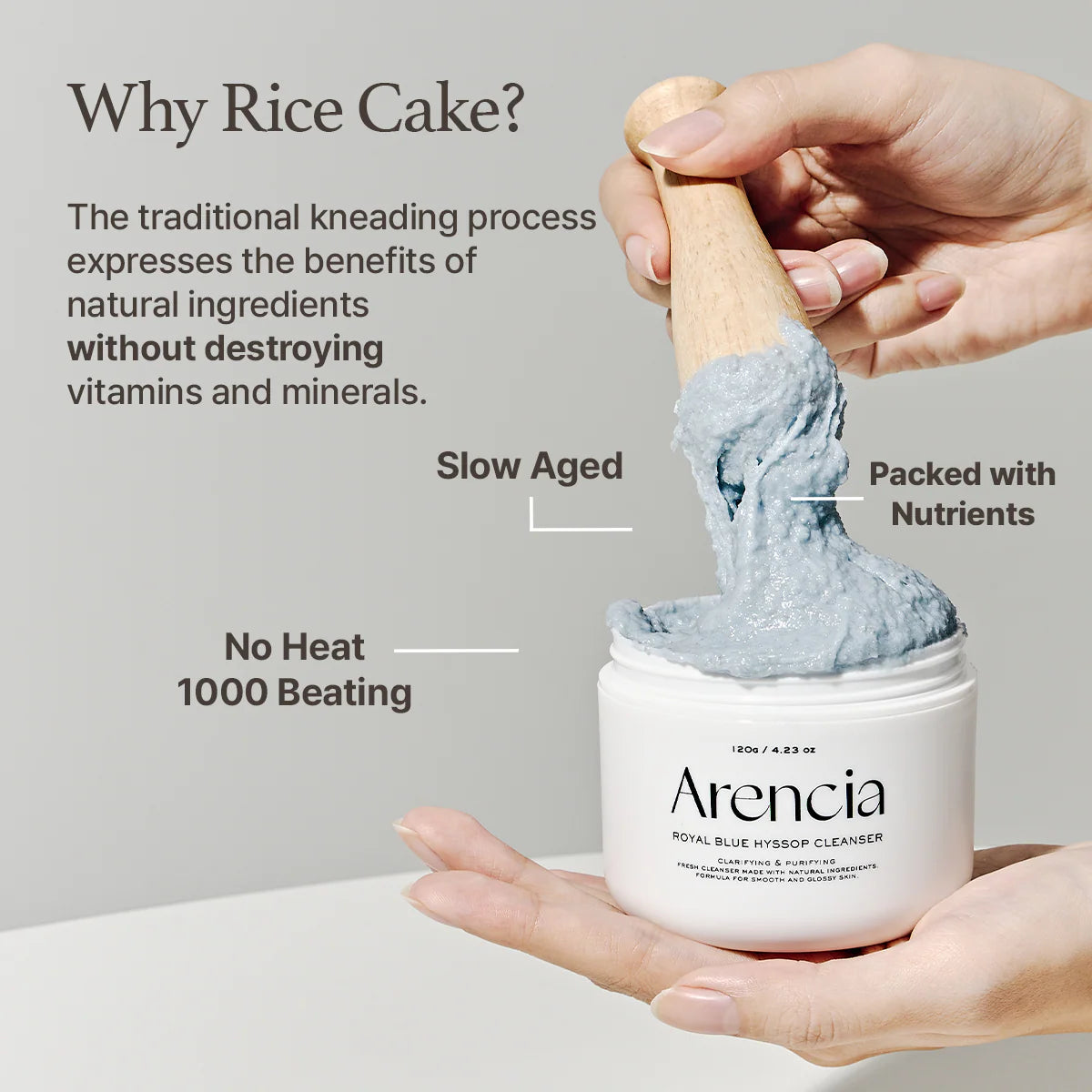 Arencia Fresh Blue Hyssop Rice Mochi Cleanser, 120g