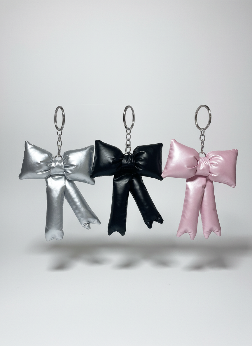 All Three Trendy Bow Charms - Pink, Silver, Black