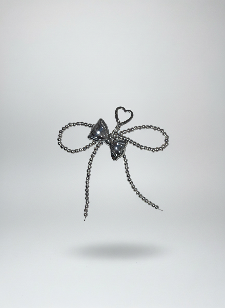 Silver Trendy Bow Charm