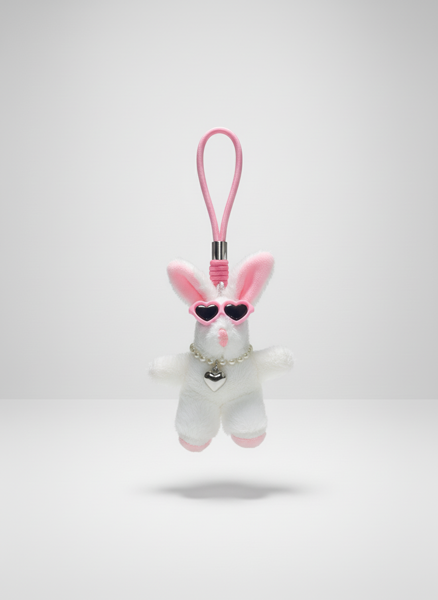 White/Pink Chill Bunny Charm
